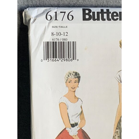 Butterick Misses Top Skirt Retro 50's Sewing Pattern Sz 8-12 6176 - Uncut - Picture 2 of 4
